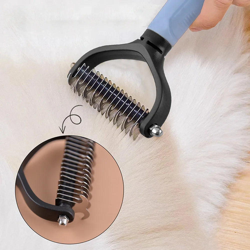2-Sided Pet Dematting Comb | Undercoat Rake for Cats & Dogs