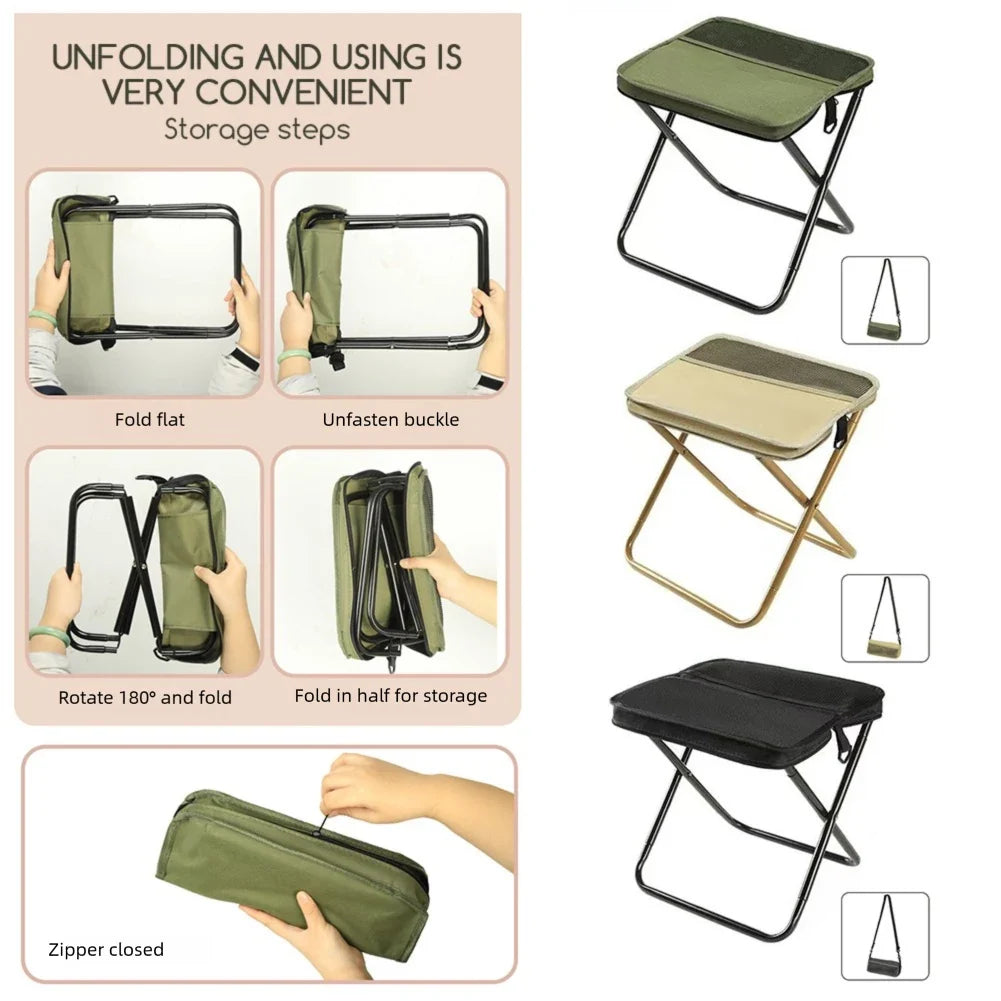 Portable Folding Camping Stool with Carry Bag – Lightweight