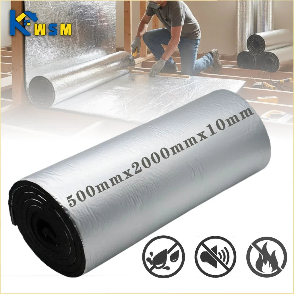 10mm NBR Foam Heat & Sound Insulation Mat Roll 500x2000mm