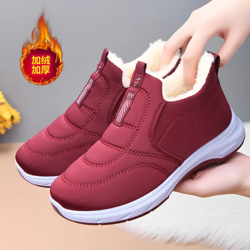 Women's Winter Snow Boots – Velvet Lined Warm Slip-On Mid-Calf