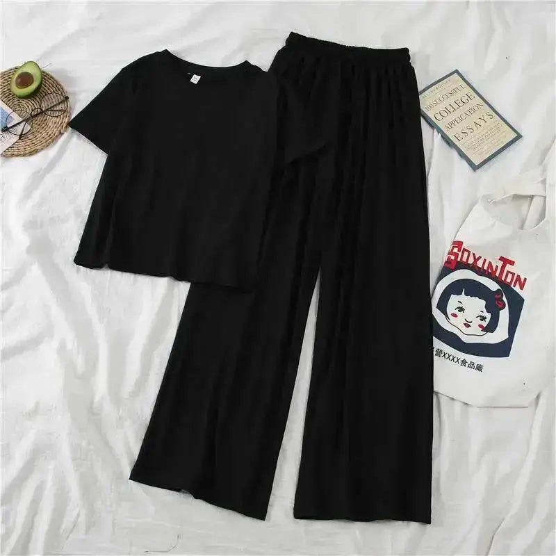 Women's 2-Piece Loose Pajama Set – Casual Short Sleeve Sleepwear