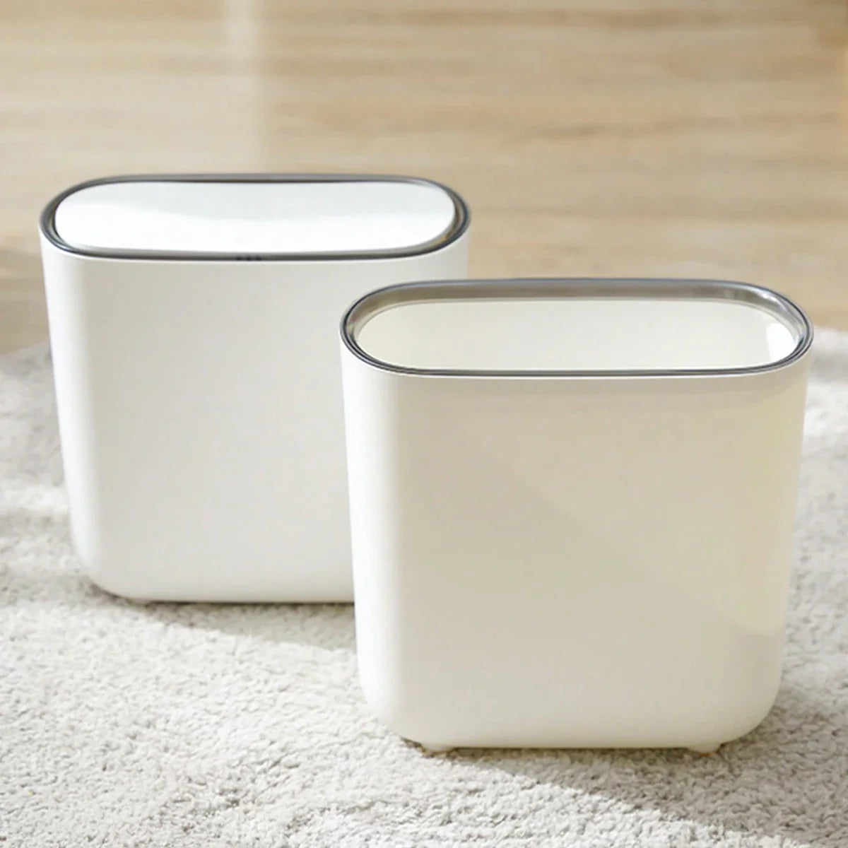 Narrow Shape Press Ring Trash Can Lid Bathroom Gap Highlighting