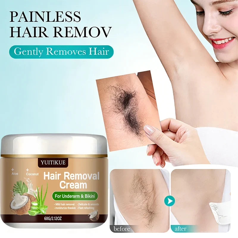 YUITIKUE Hair Removal Cream – Coconut Oil & Aloe Vera 60g