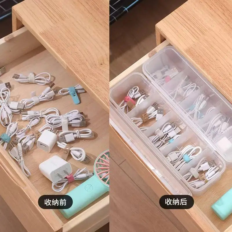 Transparent Compartment Storage Box | Cables, Socks & Home Organizer