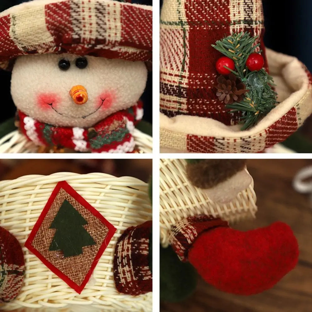 Christmas Candy Basket with Santa & Snowman Doll | Festive Bowl