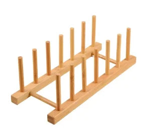 Plate Storage Rack Multifunctional Wooden Dish Cup Pot Lid Drain