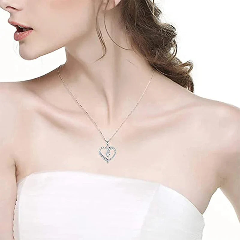 Huitan Heart Pendant Necklace – Full CZ Women's Wedding Jewelry