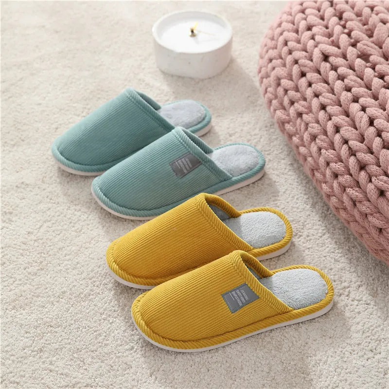 Men's Anti-Slip Cotton Slippers – Soft Sole Indoor House Shoes