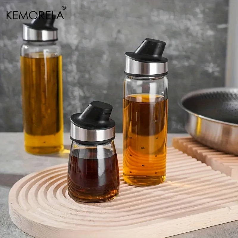 KEMORELA Glass Oil Dispenser Bottle – Drip-Free Auto Seal