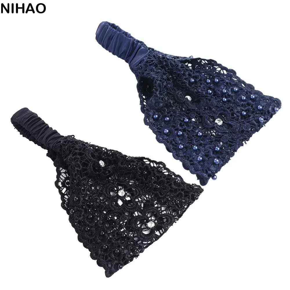 Wide Pearl Lace Headband – Korean Style Hair Hoop for Women