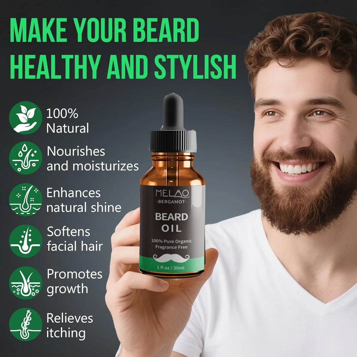 Beard Growth Oil Serum Men Grooming Soften Strengthen Styling Care