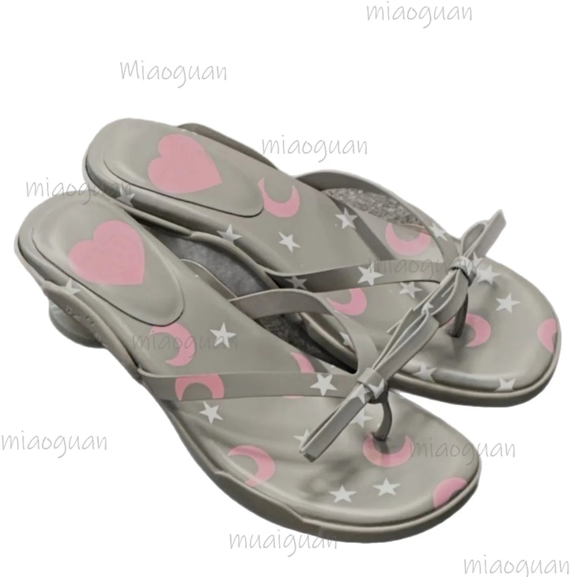 Polka Dot Bow Platform Sandals – Chunky Heel Slippers Women