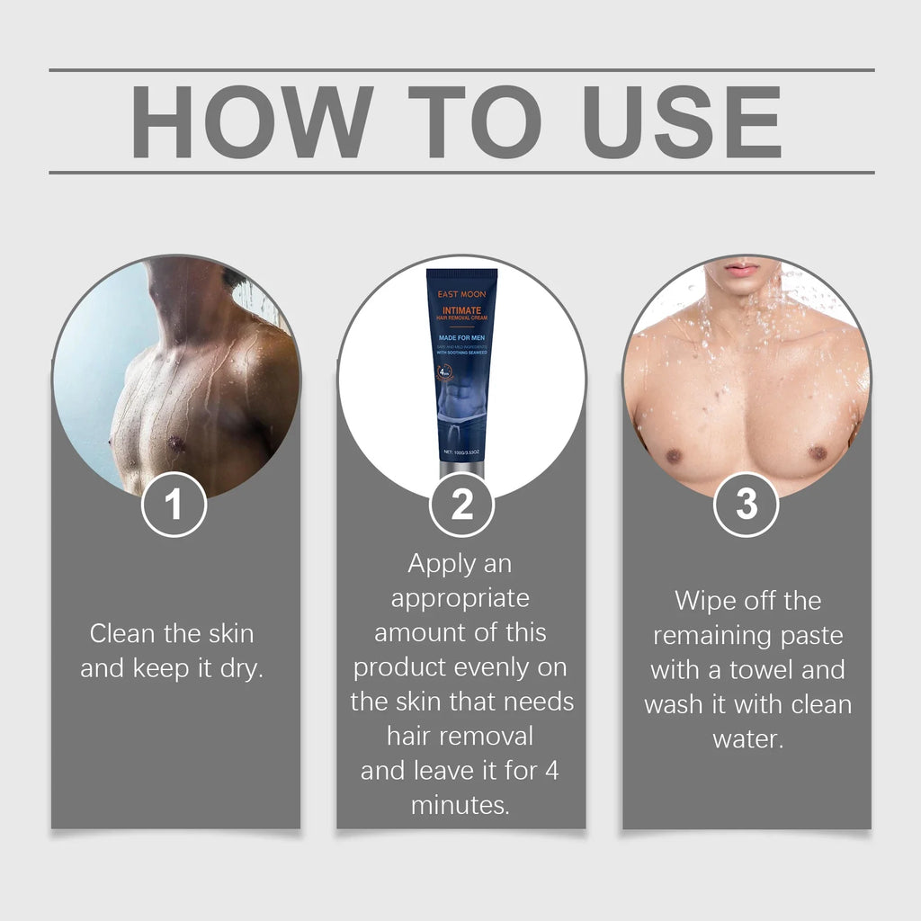 East Moon Men's Hair Removal Cream – Full Body Depilatory 100g