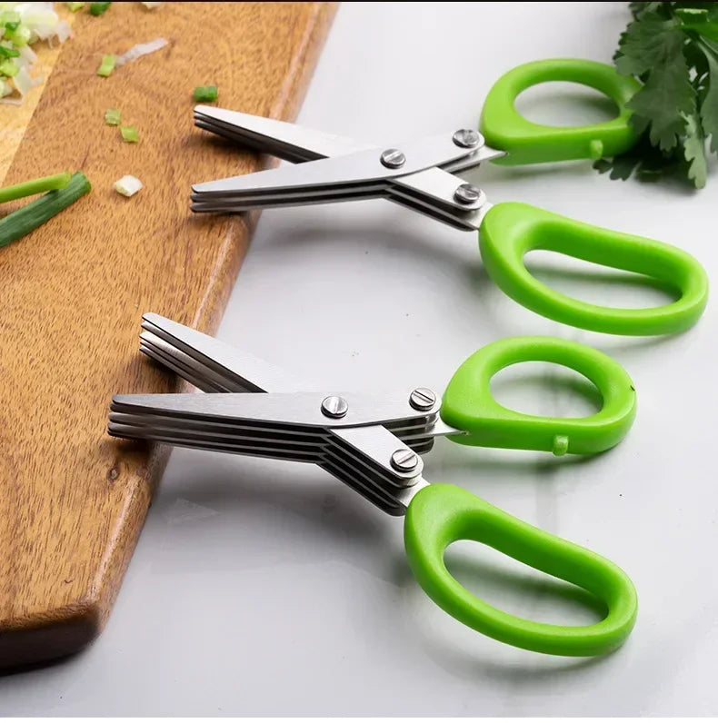 Multi-Layer Stainless Steel Kitchen Scissors | Herb & Veggie Cutter