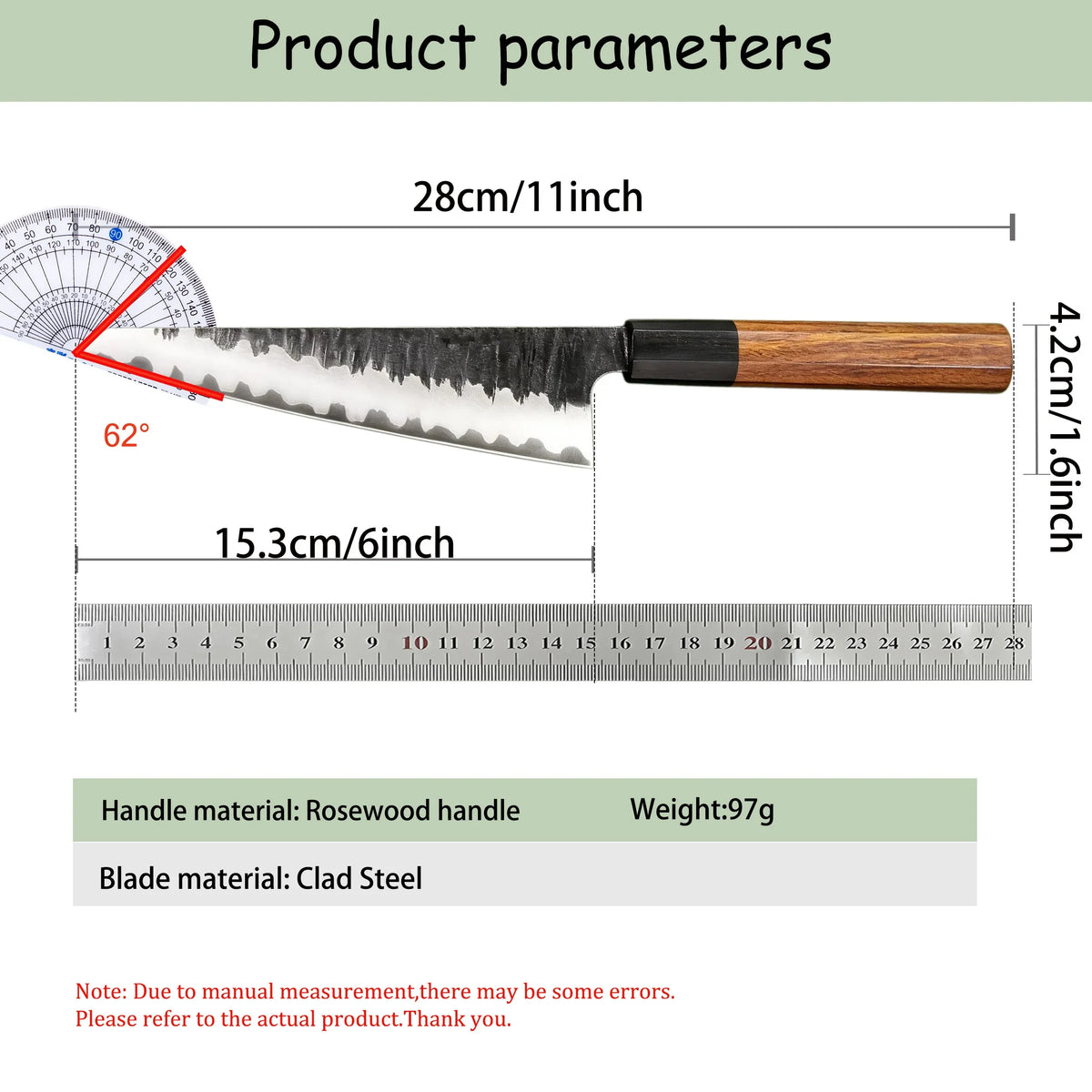 Japanese Kiritsuke Chef Knife – Clad Steel & Wood Handle