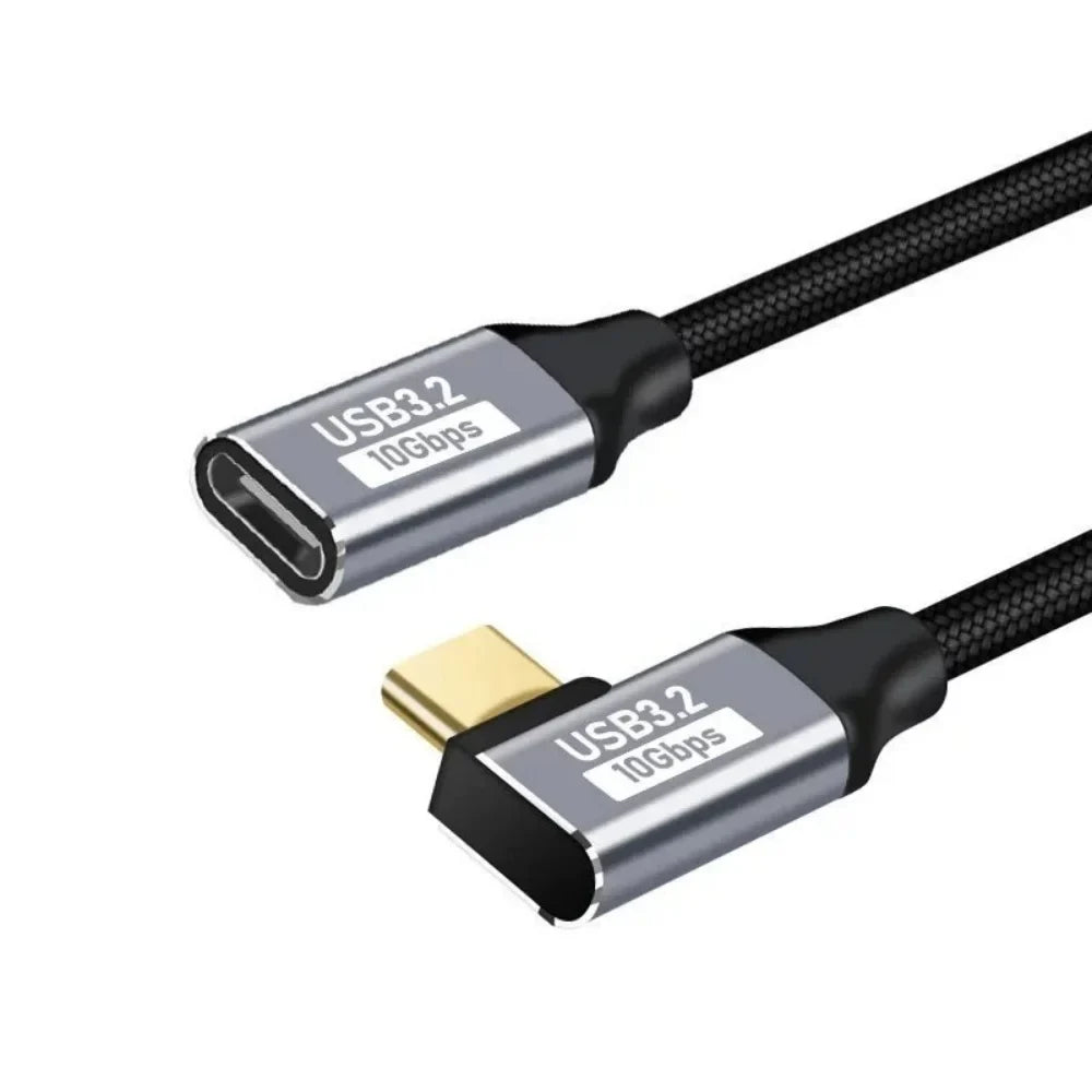 USB 3.2 Gen 2 Type-C Extension Cable 100W 10Gbps 90°