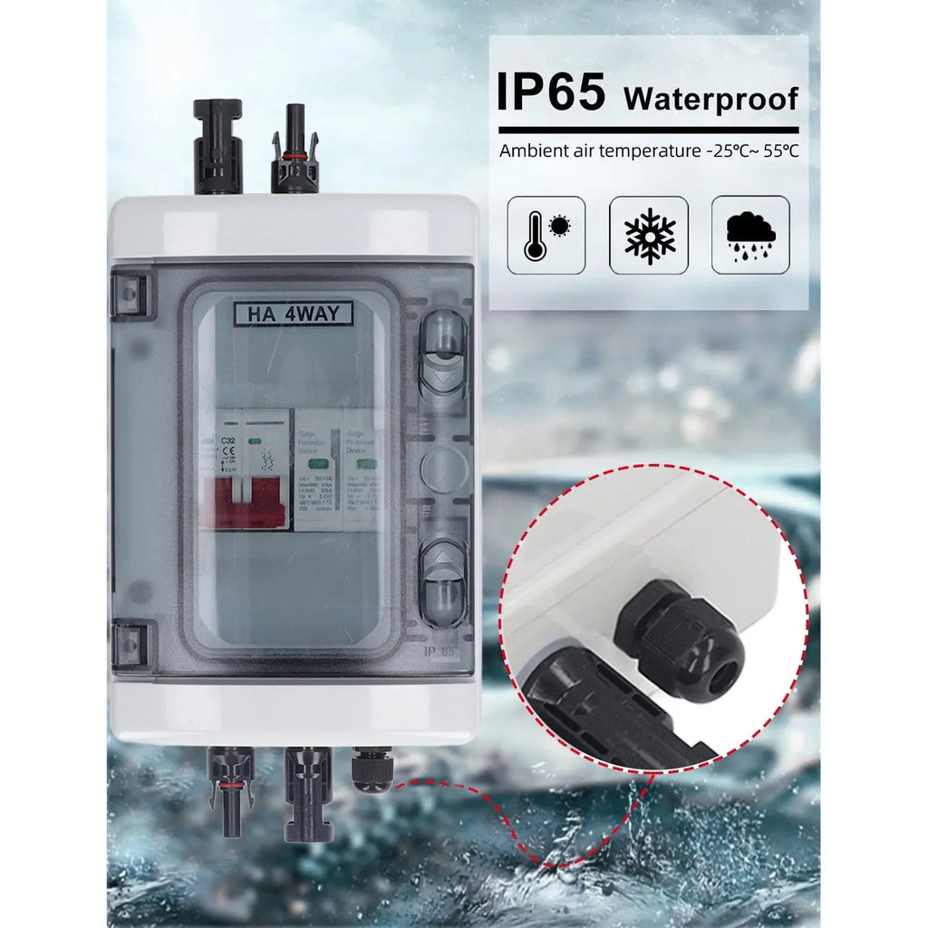 PV Combiner Box IP65 Waterproof Solar Photovoltaic DC500V 32A Circuit