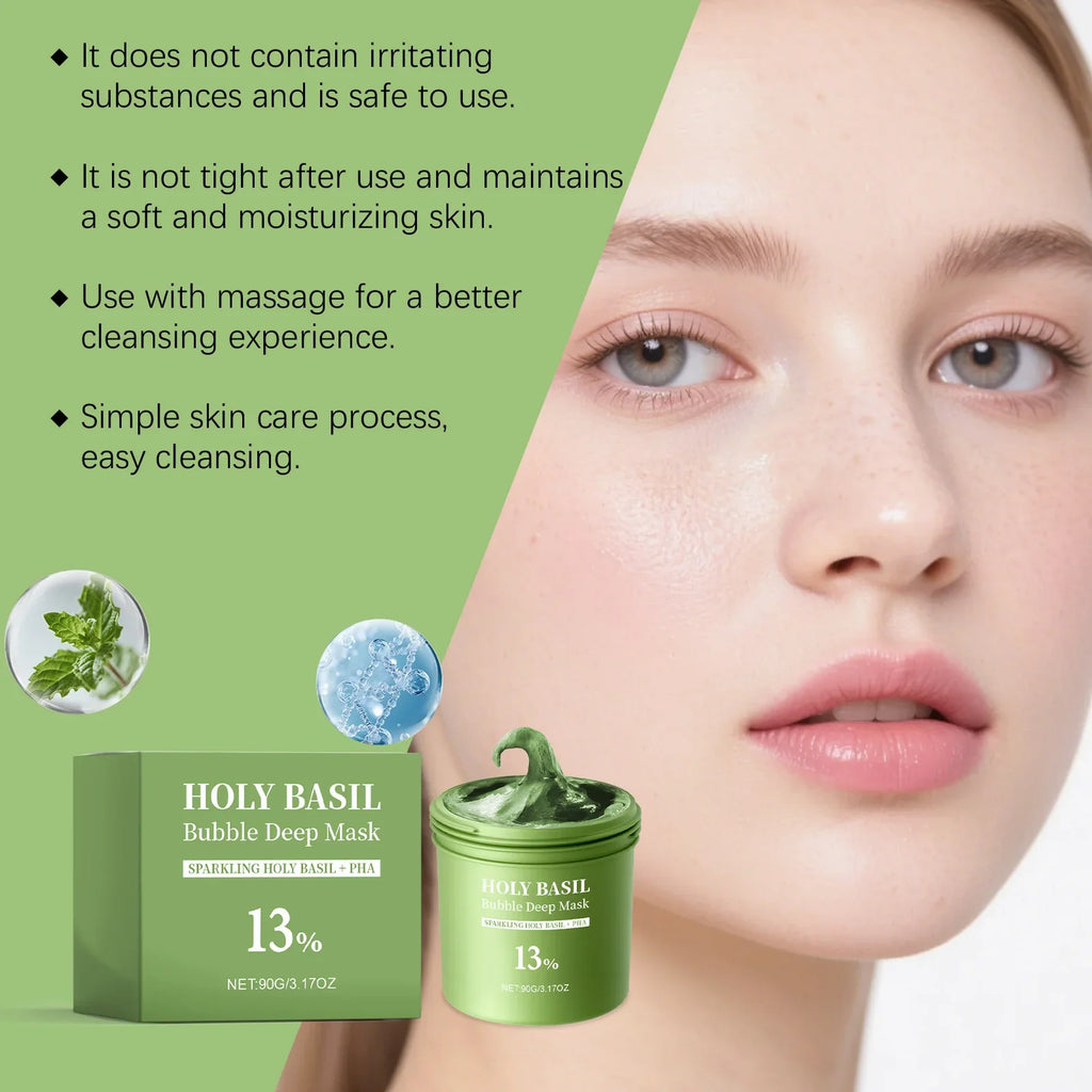 Holy Basil Bubble Deep Cleansing Face Mask – Pores & Oil 90g