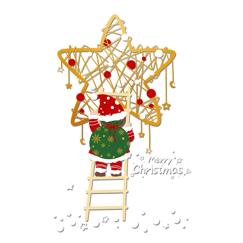 Christmas Golden Star Decorations Electrostatic Glass Door Stickers