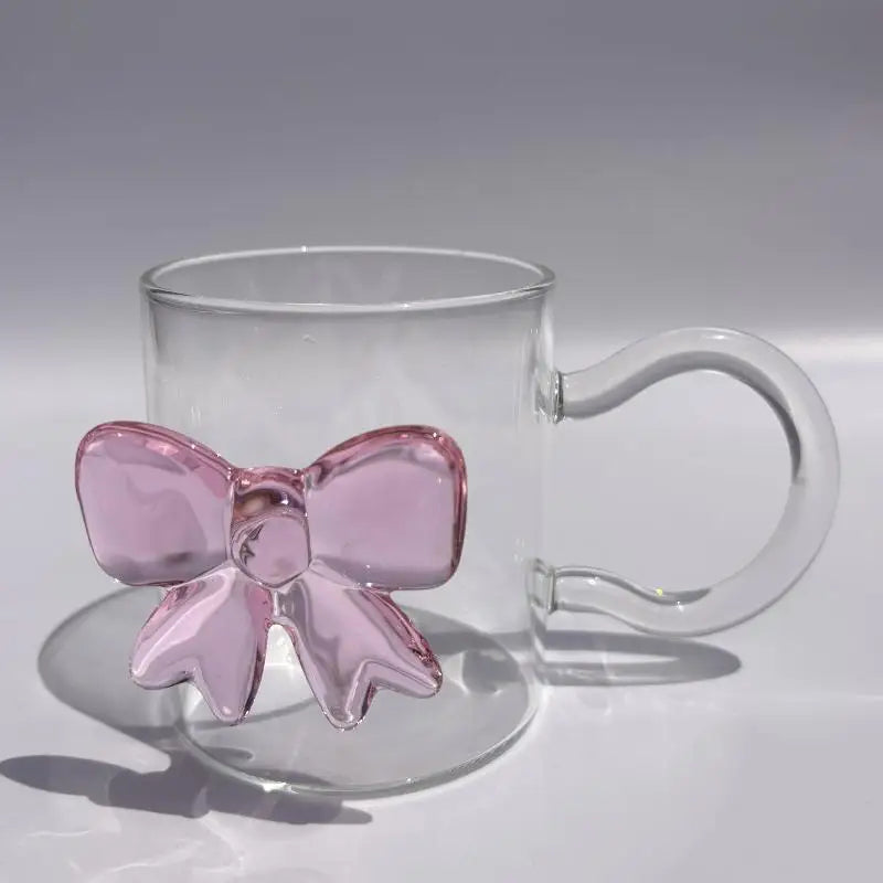 Pink Bow Glass Cup – Borosilicate Dessert & Ice Cream Bowl