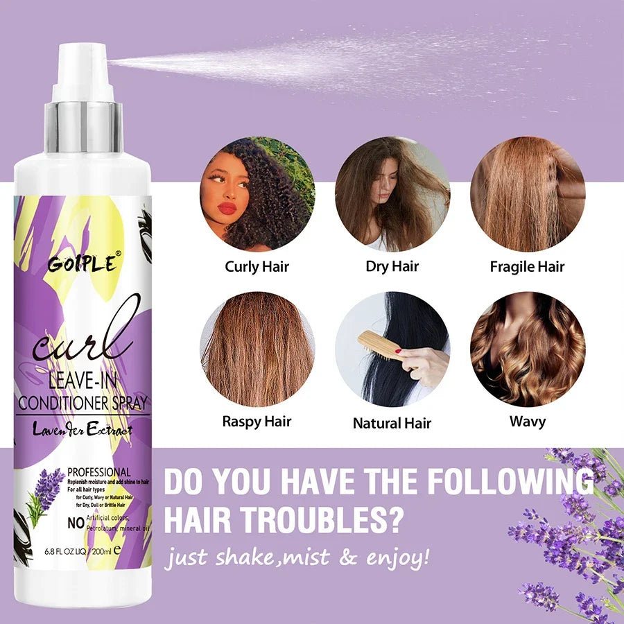 Curl Leave-In Conditioner Spray 200ml – Anti-Frizz 2A–4C Hair