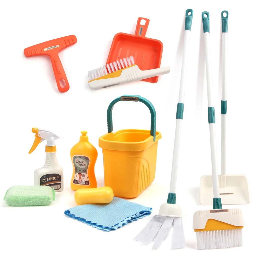Kids Housework Supplies Cleaning Broom Dustpan Bucket Mop Play House