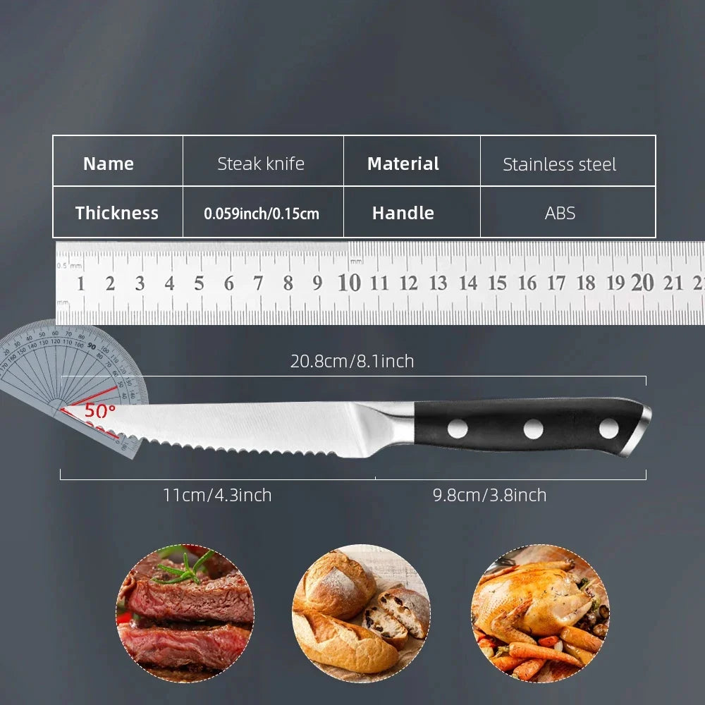 Stainless Steel Steak Knife Set – 1, 3 or 6 Piece Kitchen Knives