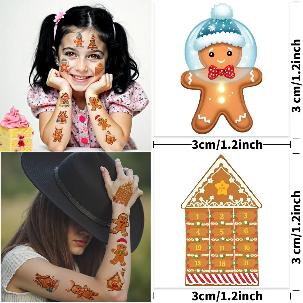 54pcs Christmas Temporary Tattoo Stickers – Waterproof 3D