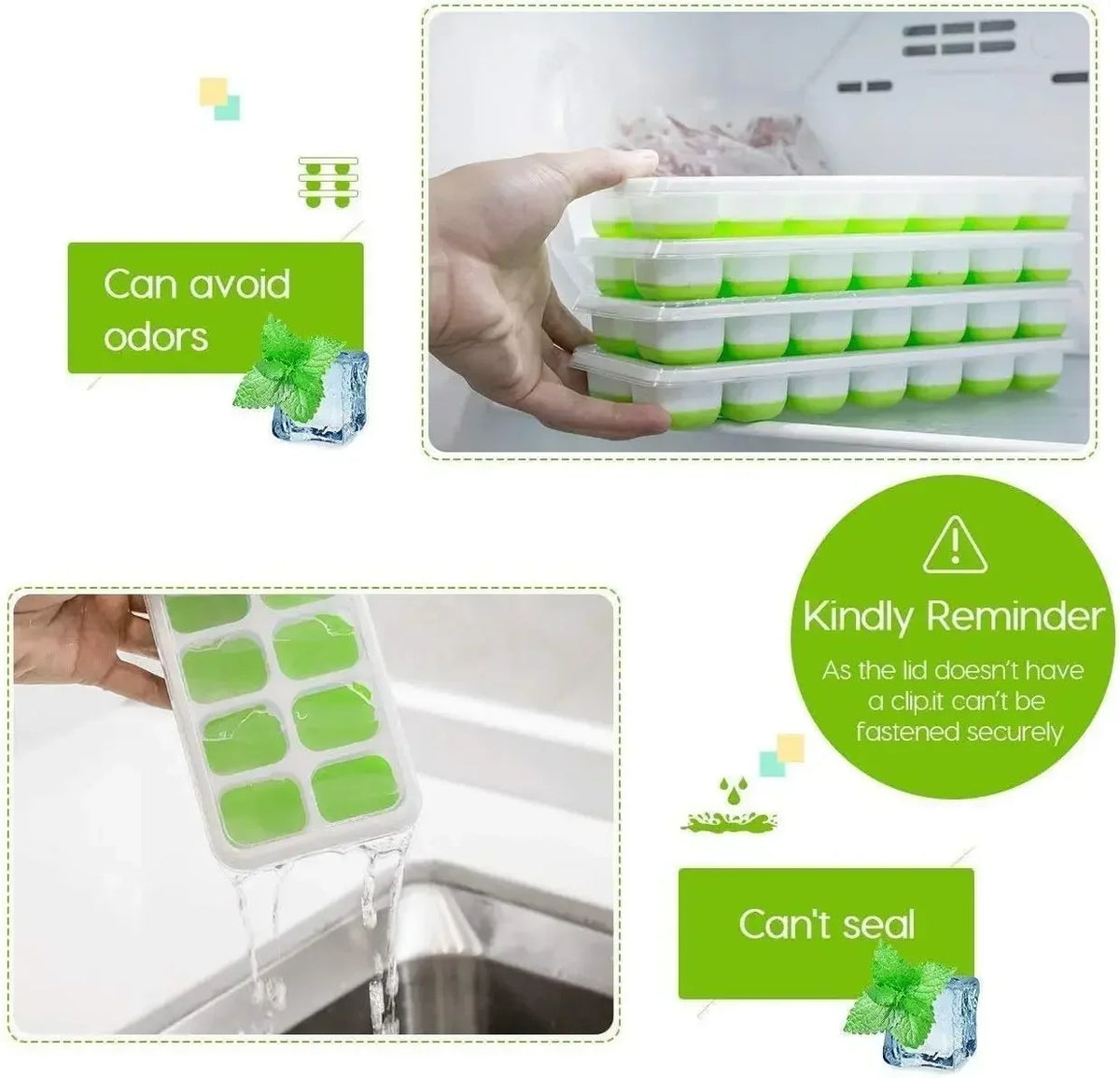 14-Grid Silicone Ice Cube Tray with Lid – Reusable Mold