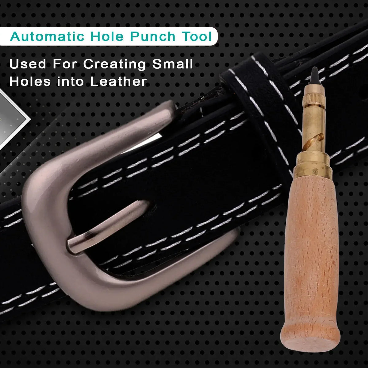 Auto Screw Punch Leather Tool – 6 Sizes 1.5–4mm Removable Tips