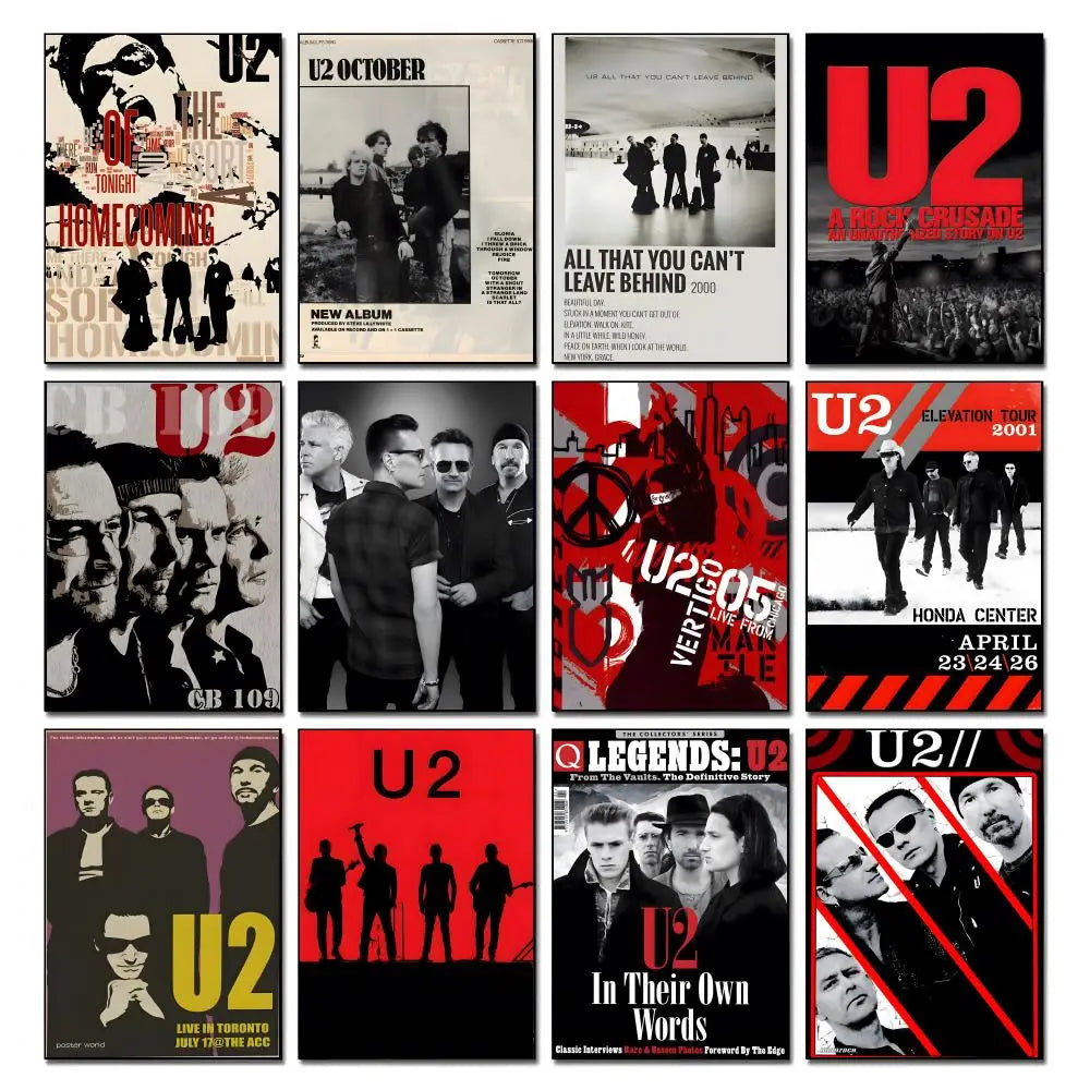U2 Rock Band HD Wall Poster – Waterproof Self-Adhesive Decor