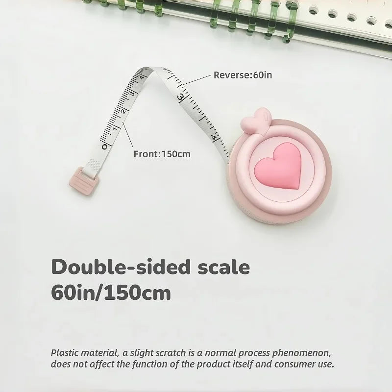 Pastel Heart-Shaped Retractable Mini Tape Measure – 1.5M