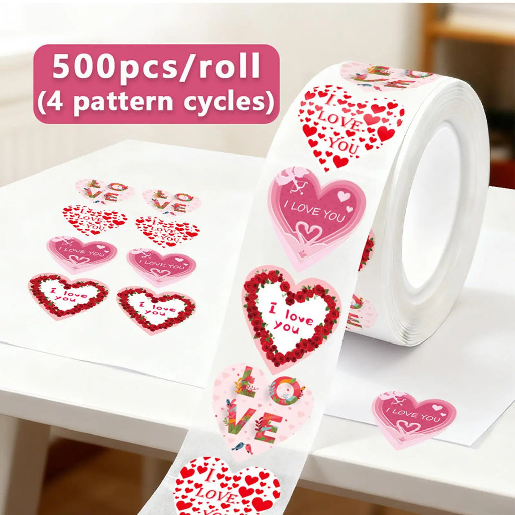 Waterproof Heart Stickers Self-Adhesive Seal Labels for Crafts