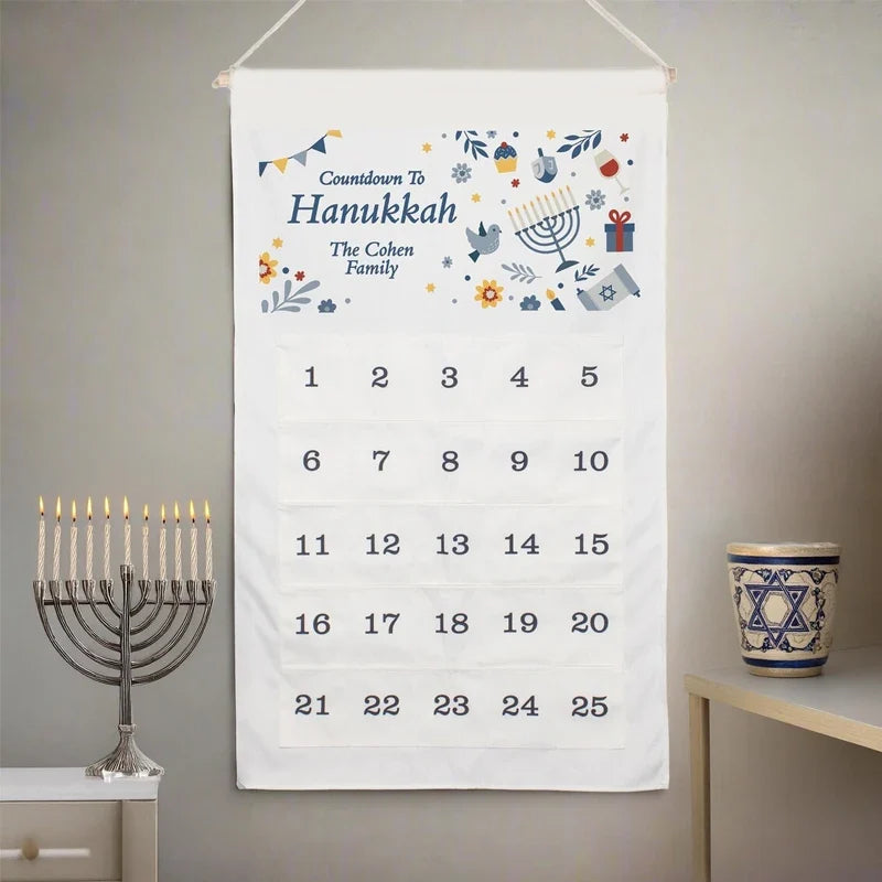 Personalised Hanukkah Countdown Calendar | Festive Wall Decor