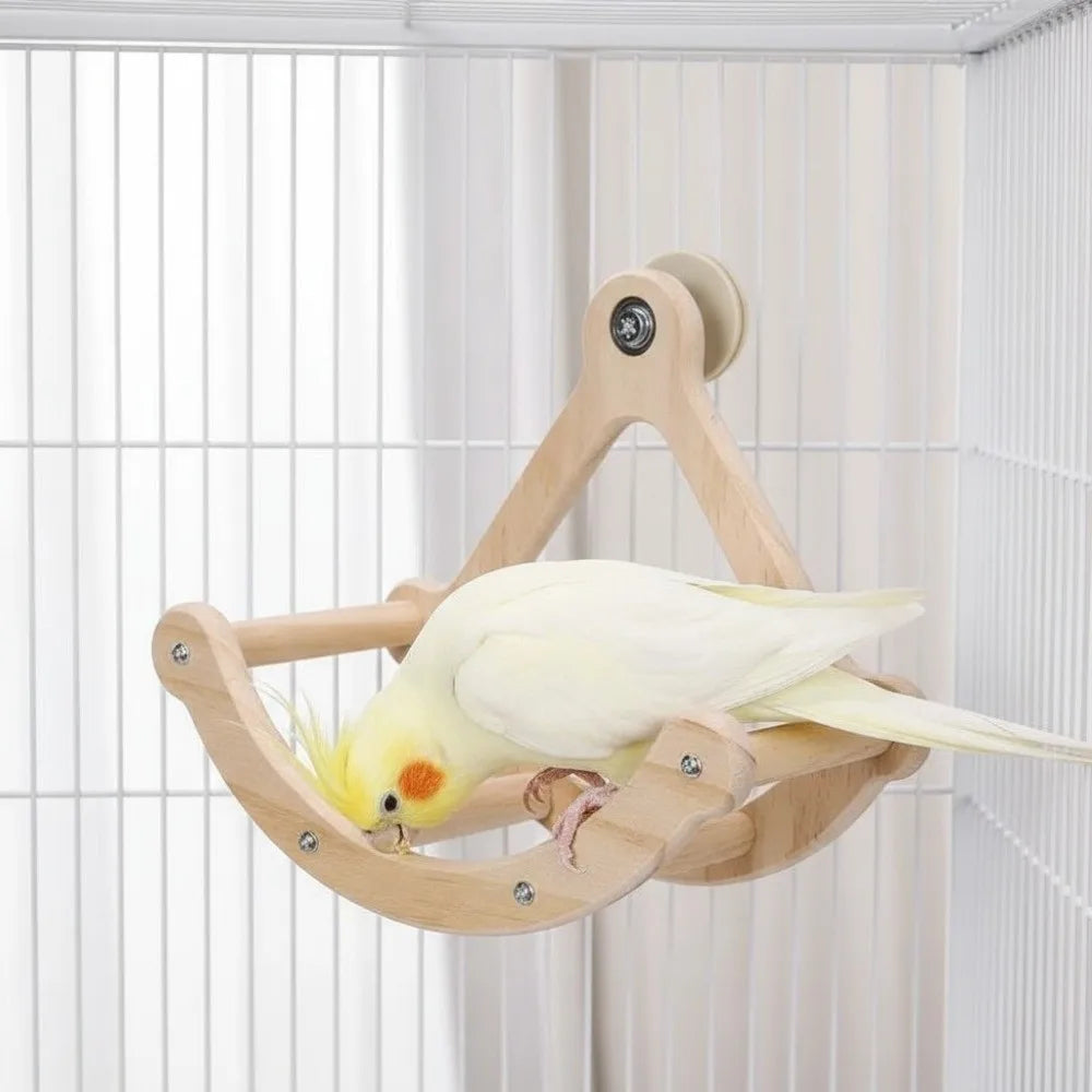 Wooden Bird Swing Toy – Rocking Perch for Parrots & Parakeets