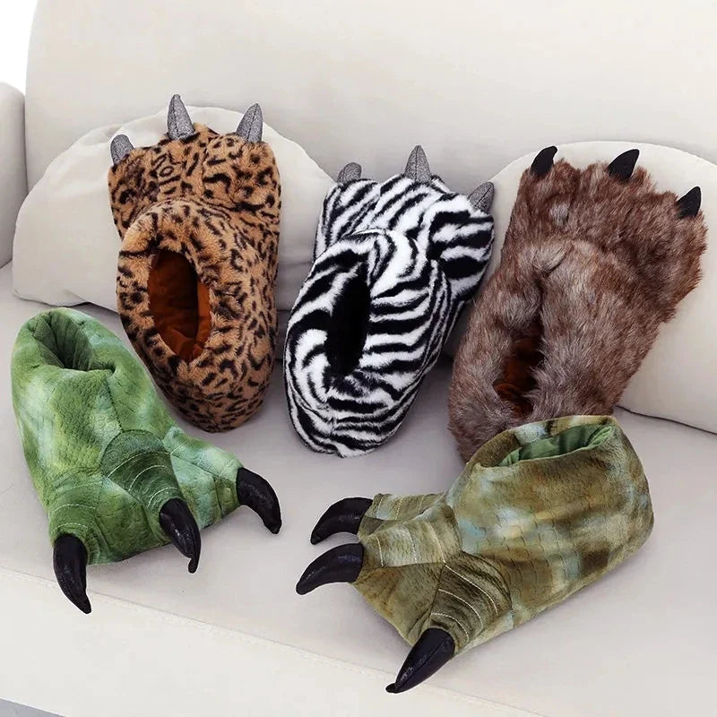 Green Lizard Claw Slippers – Unisex Novelty Furry Animal Slides