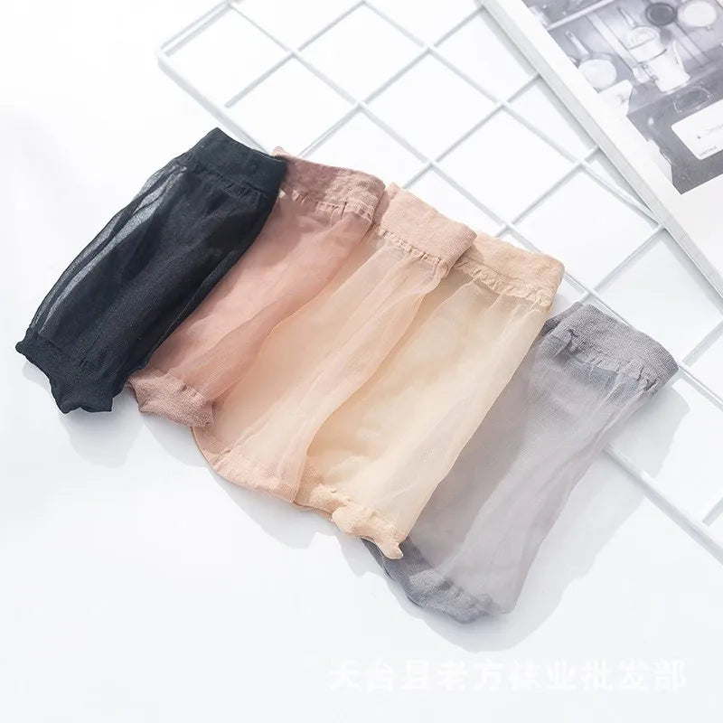 10 Pairs Women's Sheer Low-Cut Stockings – Breathable Silk-Feel