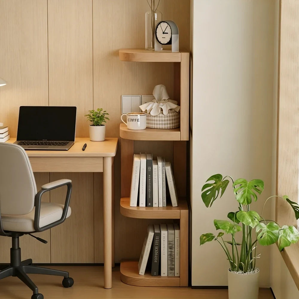 4-Tier Bamboo Narrow Corner Shelf | Movable Bedside Storage Rack