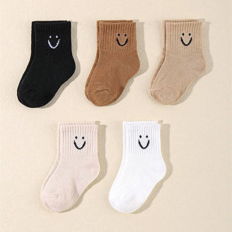 Kids' Smiley Face Mid-Calf Socks 10 Pairs | Boys & Girls