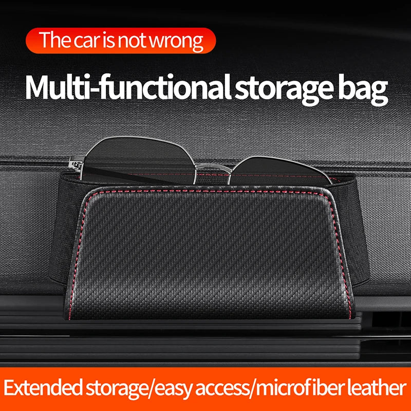 Self-Adhesive Car Storage Pocket PU Leather Organizer