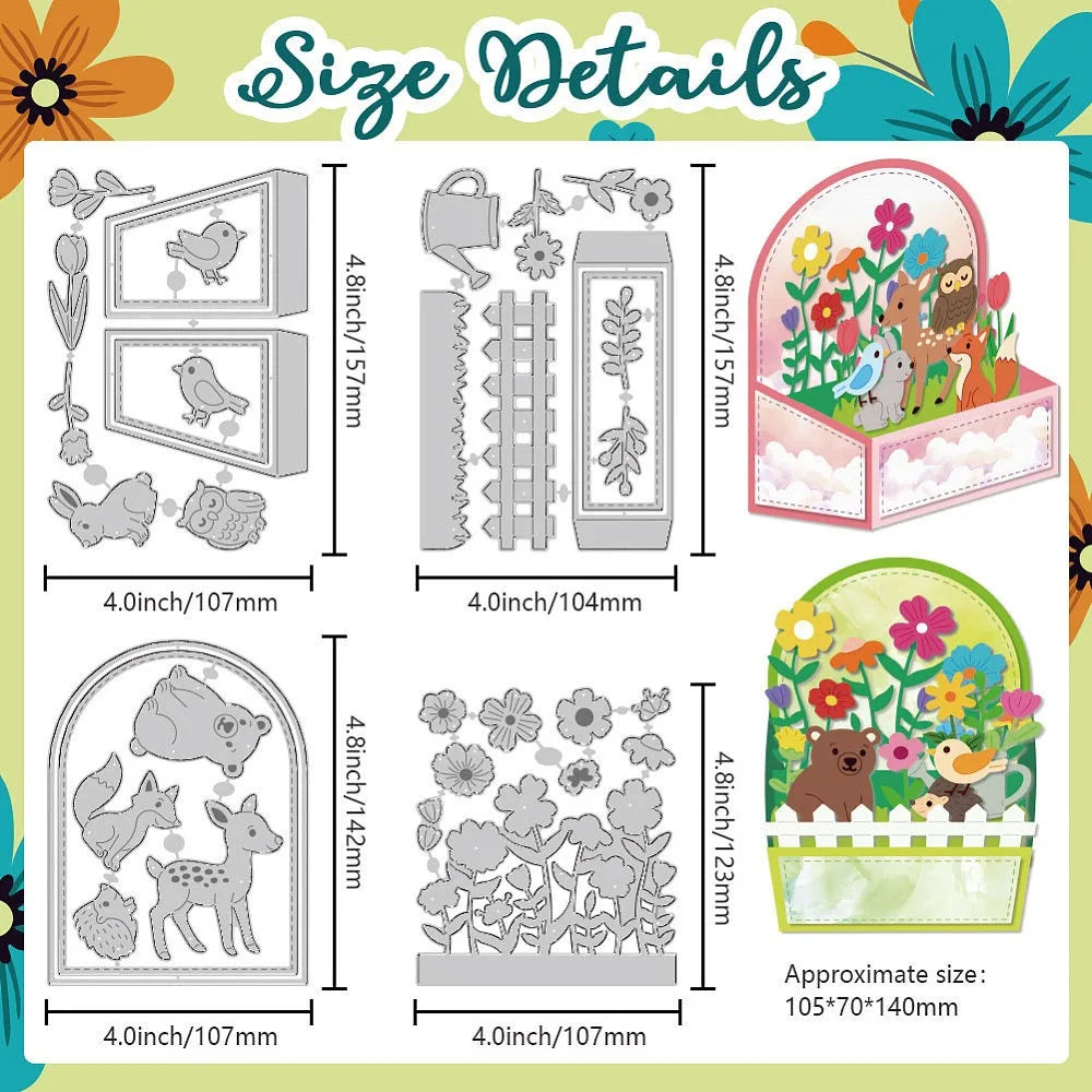 Zoo Theme Carbon Steel Cutting Dies – 4-Pc Scrapbook Set