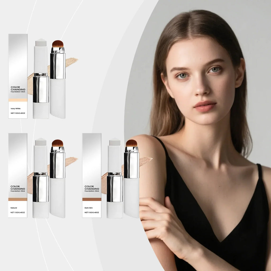 Double-Head Foundation Stick with Brush | Full Coverage Matte