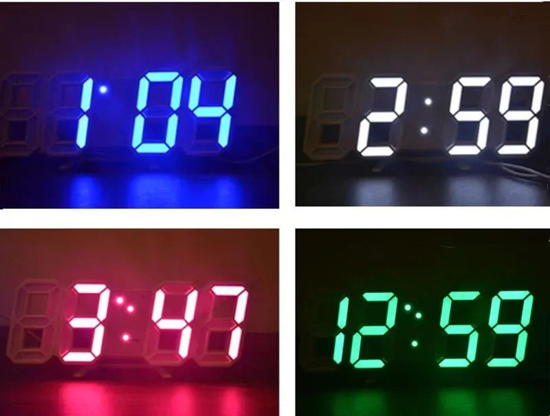 3D LED Digital Wall Clock – Time, Date & Temp Display