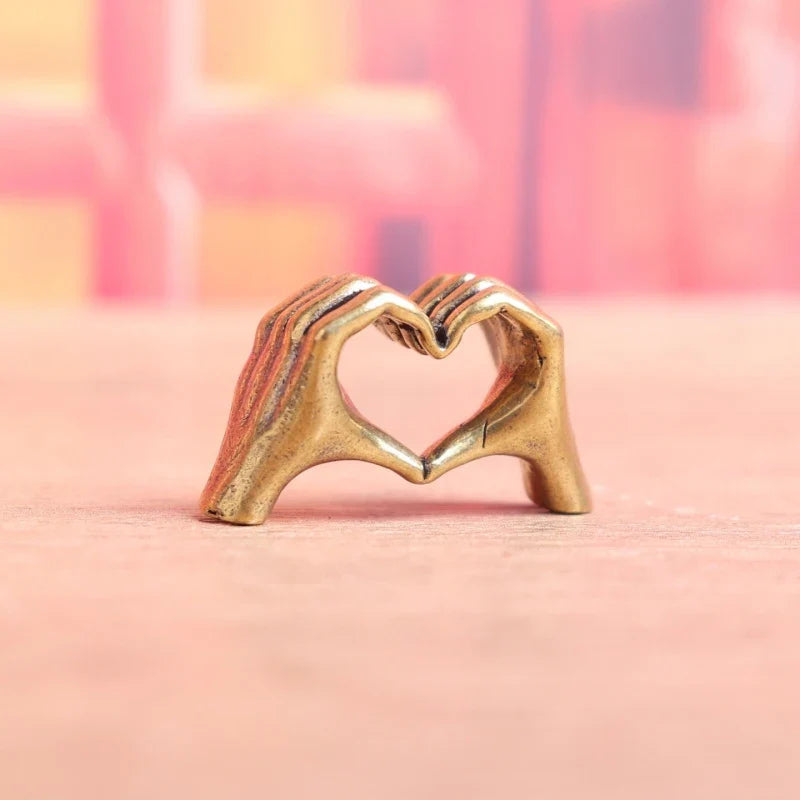Heart-Shaped Metal Figurine Ornament Set of 2 | Desk Decor