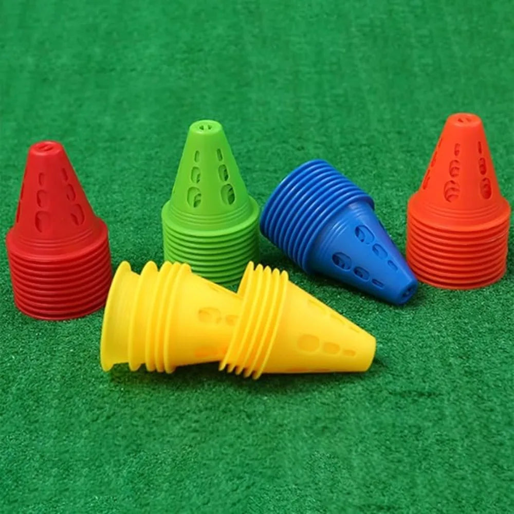 10-Pack Windproof Plastic Marker Cones – Soccer & Sport Training
