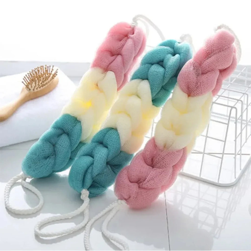 Colour Block Mesh Bath Sponge Ball & Back Scrubber Towel