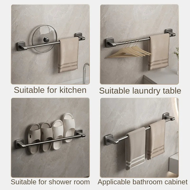 No-Drill Stainless Steel Towel Rack & Bathroom Shelf Organizer