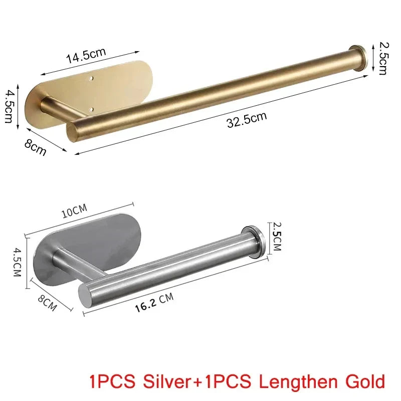 Adhesive Toilet Roll Holder | 304 Stainless Steel, No Drill