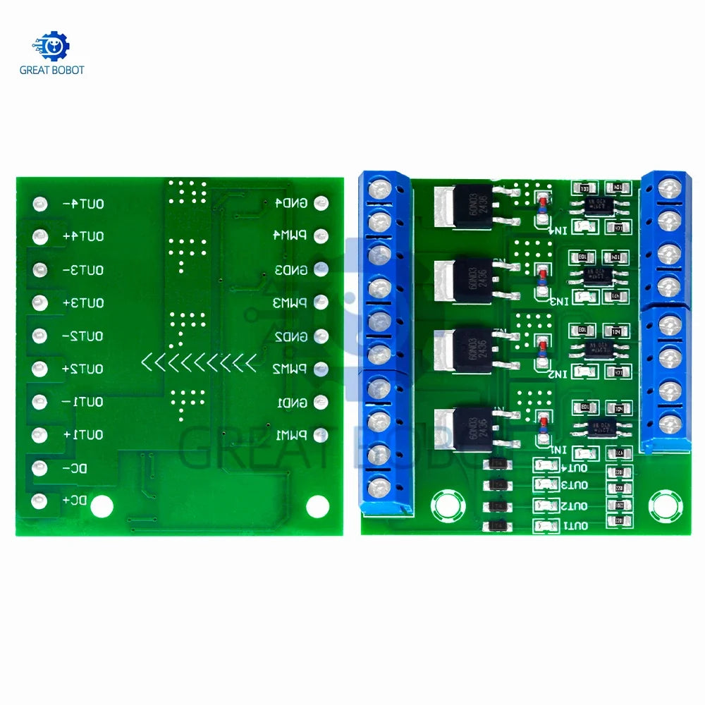 4-Channel MOSFET PWM Switch Controller Board DC 5V–27V