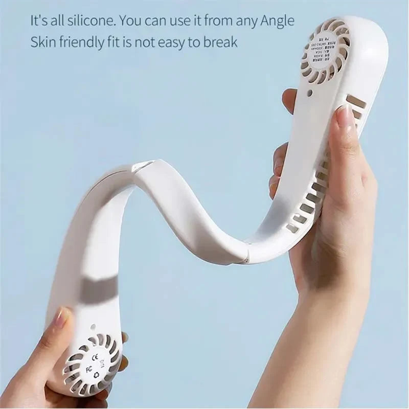 Bladeless Neck Fan | LED Display, 5-Speed, USB Rechargeable